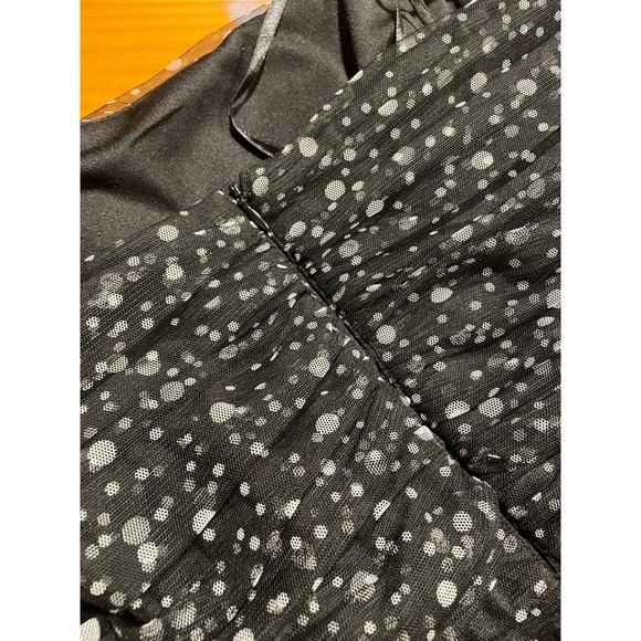 Retro XL 16 Jessica Howard Mesh Ruched Black Polka Dot Dress Fit & Flare Formal‎ - Picture 8 of 11